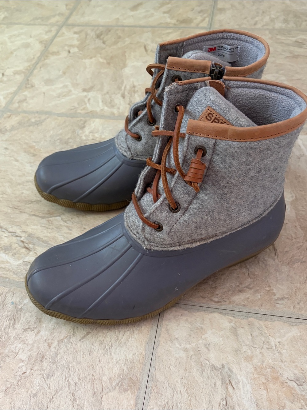 Sperry Saltwater Duck Boots Gray Wool 200g Thinsulate Insulated Women’s 8.5 - Picture 4 of 12